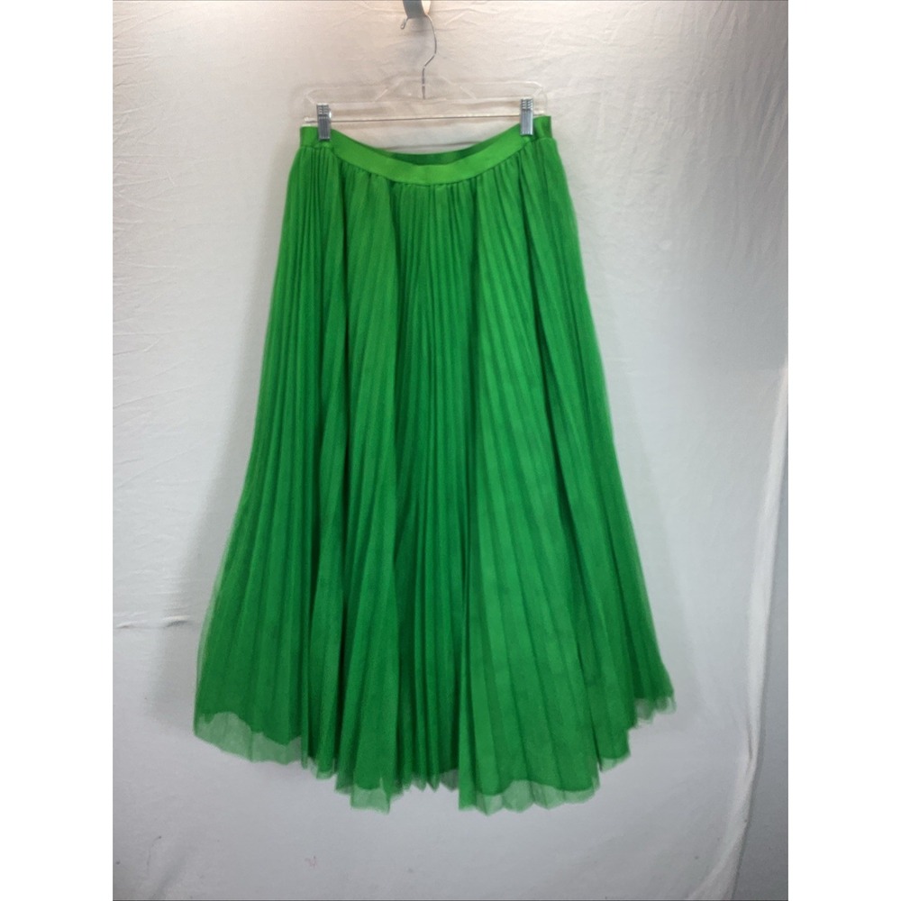 NEW tag Hutch Anthropologie Pleated Tulle Full Midi Skirt LG Kelly Green layered
